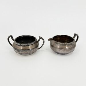 Vintage Monarch Plate Brand Silverplate Ornate Sugar Bowl Creamer Set 19/21